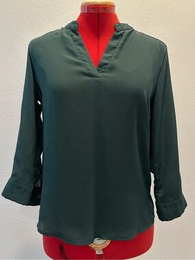 Alice Blue - Dark Green V-Neck Blouse - Women's Size Extra Small Petite